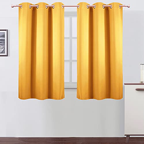 Image of LEMOMO Yellow Blackout Curtains 34 x 54 Inch Length /Set of 2 Curtain Panels /Thermal Insulated Room Darkening Blackout Curtains for Bedroom