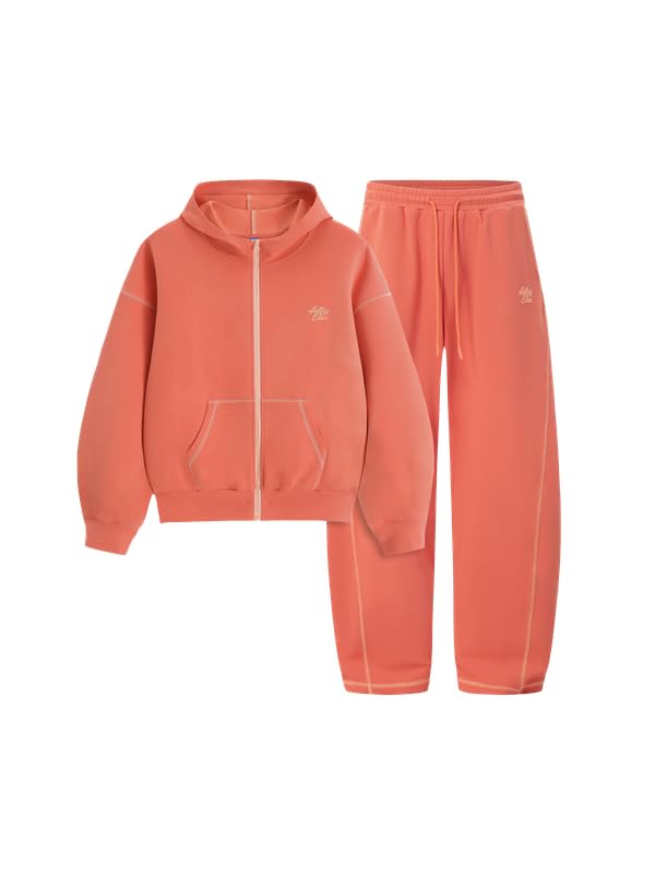 Aelfric Eden Męski dres treningowy, baggy, damski, oversize, strój rekreacyjny, uniseks, strój domowy, strój sportowy, z zamkiem błyskawicznym, zestaw z beczką, spodnie do biegania, strój sportowy