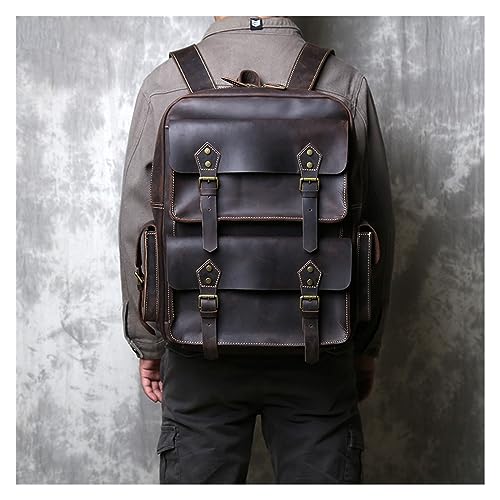 Retro Leather Backpack For Men Leather Backpack Casual Outdoor Travel Bag For Men(Black)2