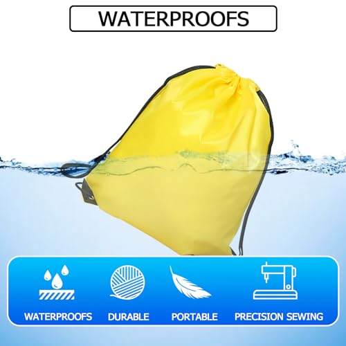 Drawstring Backpack 12PCS Bulk String Backpack Drawstring Bags Sport Gym Cinch Bag Sackpack for Women Men (Yellow 12PCS)4