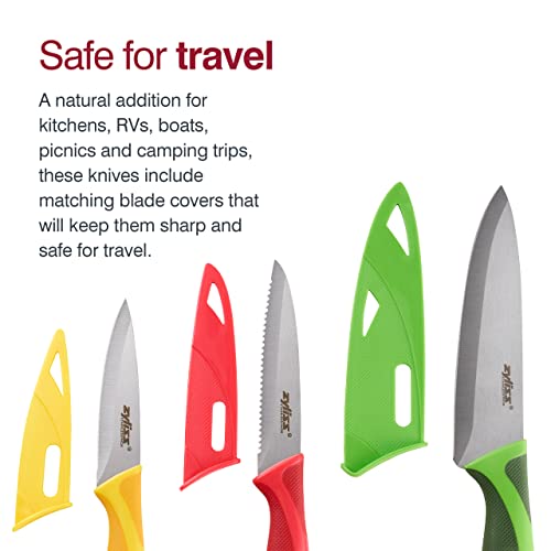 Zyliss 3-Piece Knife Value Set - Stainless Steel Knife Set - Utility, Paring And Serrated Paring Knives - Travel Knife Set With Safety Kitchen Blade Guards - Dishwasher & Hand Wash Safe - 3 Pieces #TOP5