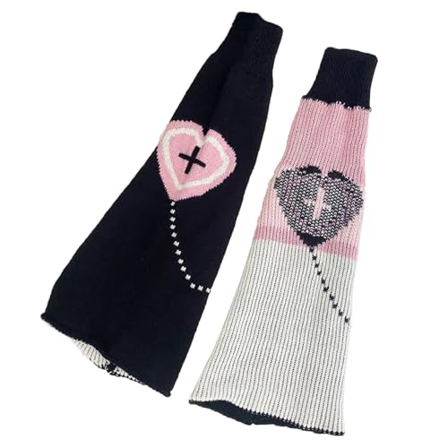 Image of WODECASA Girls Kawaii Leg Warmers Knitted Flared Leg Sleeves Goth Crochet Baggy Cuff Ankle Heap Socks