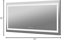 Vista 7 de 72x36 Large LED Mirror for Wall, Lighted Bathroom Vanity Mirror with Lights, Dimmable, Anti-Fog (Backlit + Front Lighted)