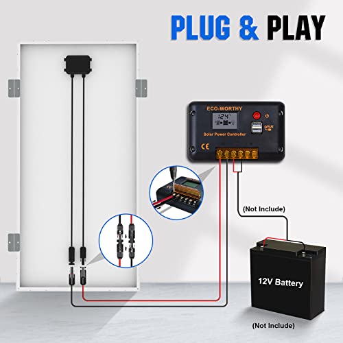 ECO-WORTHY 100 Watt 12V Solar Panels Kit + 20A Charge Controller for Off-Grid 12 Volt Battery System - Image 4