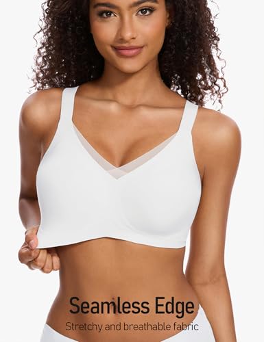 Image of GXOULRRA V Lace Wireless Jelly Bra Seamless Push Up Bras for Women No Underwire Full Coverage Comfortable Sleep Bralette