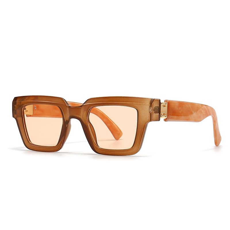 Vintage Square Sunglasses for Women & Men – Candy Color Gradient Glasses Protection, Clear Lens Fashion Eyewear, Unisex Shades-image-32