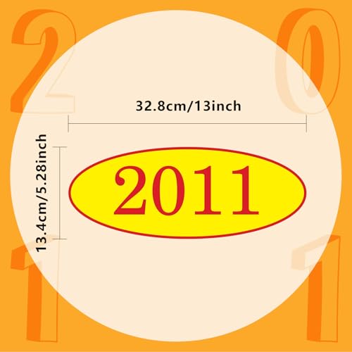Image of Car Windshield Year Stickers (2010-2026) - 17 Pack(1 per Year), Red & Yellow Large Oval Vinyl - Waterproof, Easy to Remove, Residue-Free - Ideal for Used Car Dealers & Auto Dealerships