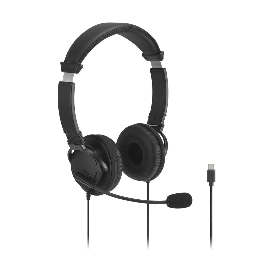 Kensington Classic EQ USB-C Headset with Mic and Volume Control, 6 ft (1.8m) Nylon Braided Cord, for School, Kids, Adults, Padded Adjustable Headband, Black (K97464WW)