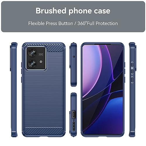 Image of NPRC Hybrid Ultra Slim Protective Case TPU Non-Slip Carbon Fiber Texture Shockproof Case Cover for Moto Edge 40 Neo - Blue