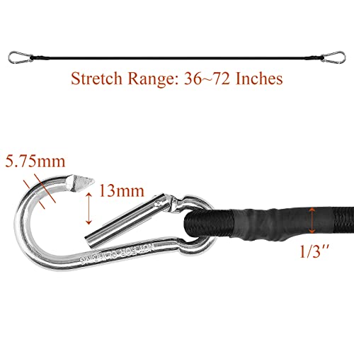Zhoubin 36 Inch Black Bungee Cords With Carabiner Hooks, 4Pcs #TOP1