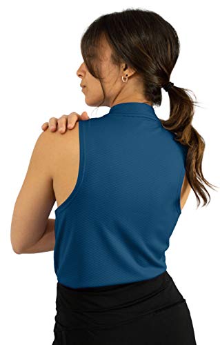 Three Sixty Six Womens Sleeveless Collarless Golf Polo Shirt With Zipper - Quick Dry Tank Tops For Women #TOP3