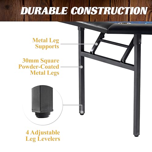 Barrington 48-in Poker Table with Folding Legs and Drink Holders for 8 Players Perfect for Game Rooms - Thumbnail 5