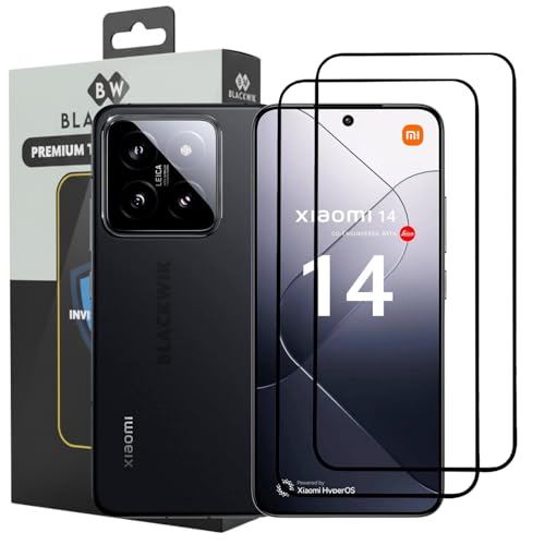 Image of Blackwik Tempered Glass Screen Protector for Xiaomi 14 with Edge-To-Edge Protector Coverage | Easy Installation Kit (Black) (Pack Of 2)