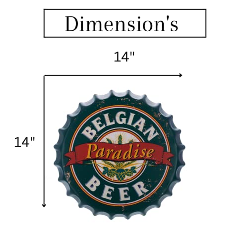 Image of EAZYWAGON Decorative Metal Bottle Caps Wall Sign Plates - 14X14 Inches - Its-Beer-O-Clock | Metal Wall Hanging Bottle Cap for Home, Farmhouse, Bar & Cafe Decoration | Vintage & Retro Look Plaques
