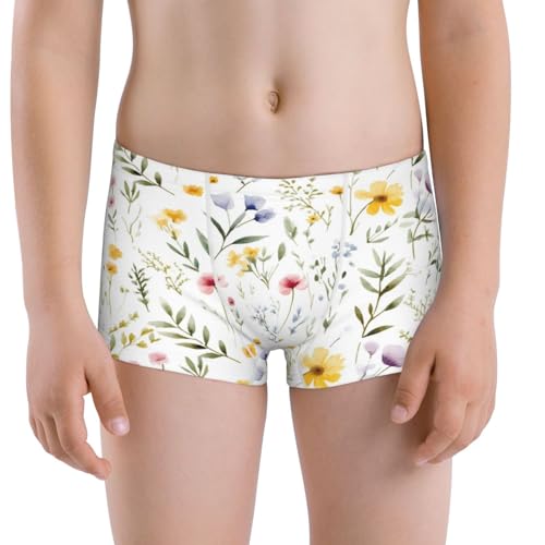 Boys' Cotton Boxer Brief Soft Underwear-Watercolor Floral