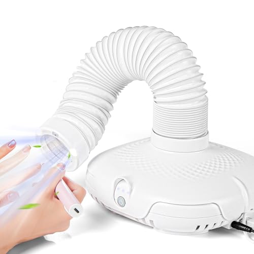 Nail Dust Collector Tech Professional: LED Light Flexible Tube 650PA Powerful Suction - Nail Dust Vacuum Machine 3 Adjustable Speeds Ultra-Quiet for Manicure Pedicure Model Craft Sanding Whi