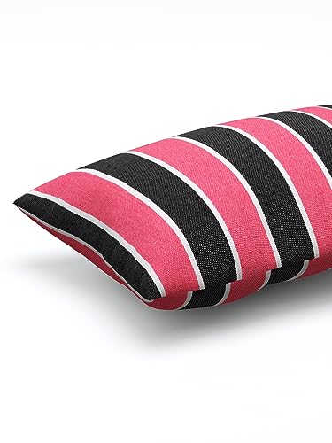 Image of 180 TC Pillow Cover Set of 2 | Pillow Cover Cotton 100% | Pillow Cover Set of 2 King Size | Wrinkle Free & Fade Resistance | Striped Pattern | Standard Size | All Season Use (Pink & Black)