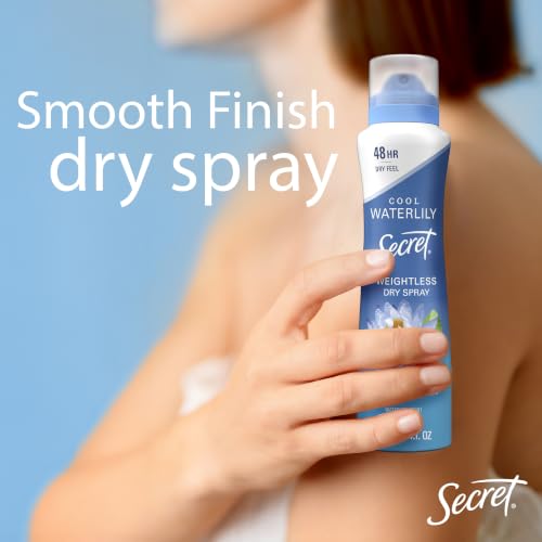 Secret Dry Spray Antiperspirant Deodorant for Women, 48hr Weightless Sweat & Odor Protection, Gentle on Skin, Waterlily & Argan Oil Scent, 4.1 oz (Pack of 3) - image 6