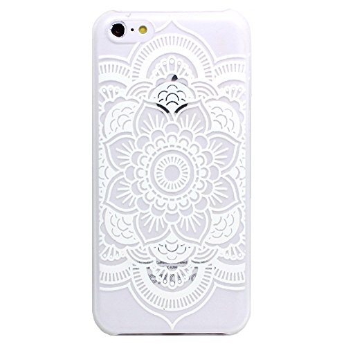 5C Case, LUOLNH Henna Full Mandala Floral Dream Catcher Hard Plastic Clear Case Skin Cover for Apple Iphone 5C