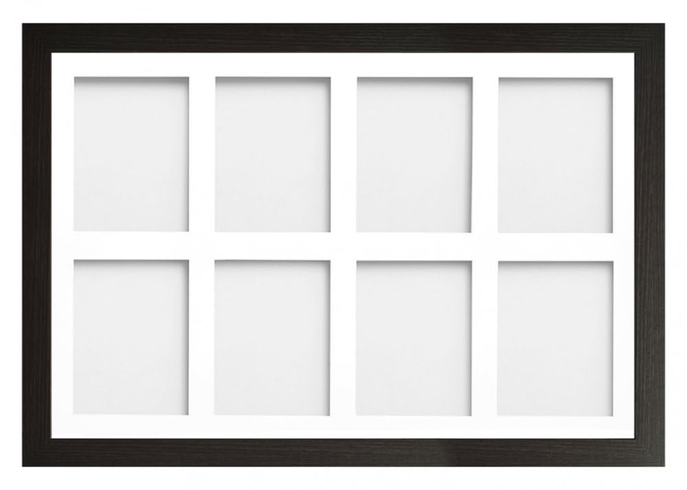 Frame Company Watson Multi Aperture Range Black Photo Picture Frame, 30x20 for 8x6 (x8) *Choice of Sizes* Fitted with Perspex