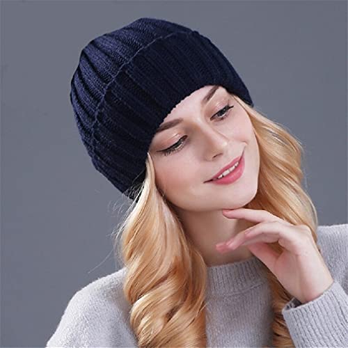 Touca gorro de inverno para mulheres, chapéu de lã feminino, gorros de malha, boné grosso para mulhe