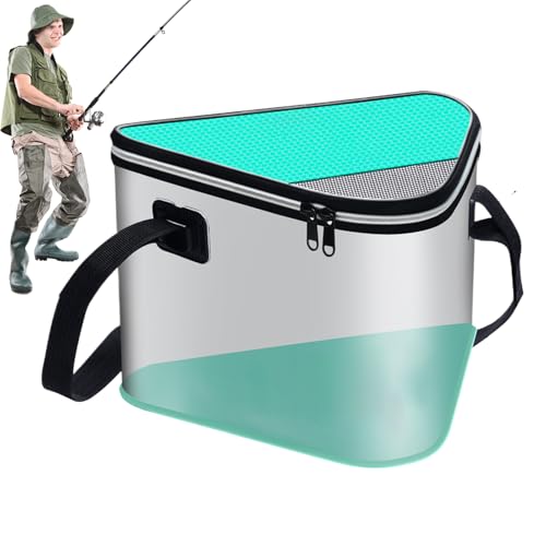 Cubo de pescado plegable de 12 litros con asa para pesca y picnic 2