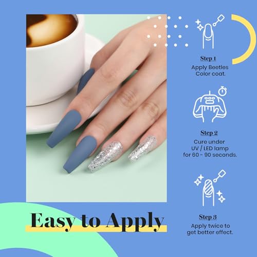 Image of Beetles Blue Gel Nail Polish 15ML Soak Off UV Gel for Fall Nail Art DIY