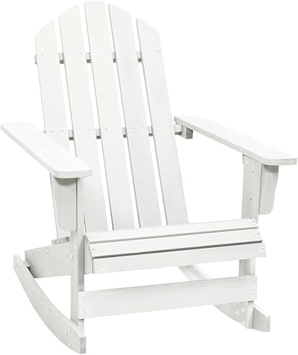 vidaXL Adirondack - Silla mecedora para porche con respaldo alto, silla de patio al aire libre para jardín, césped, porche, terraza, color blanco