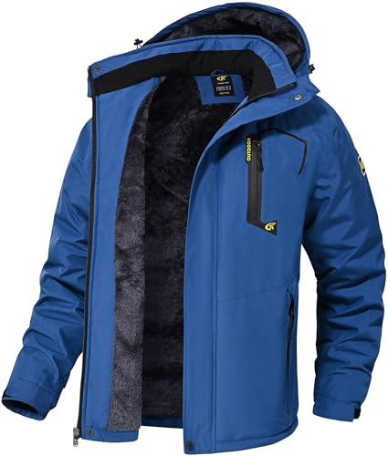 Image of QPNGRP Mens Waterproof Fleece Ski Jacket Windproof Winter Snow Coat