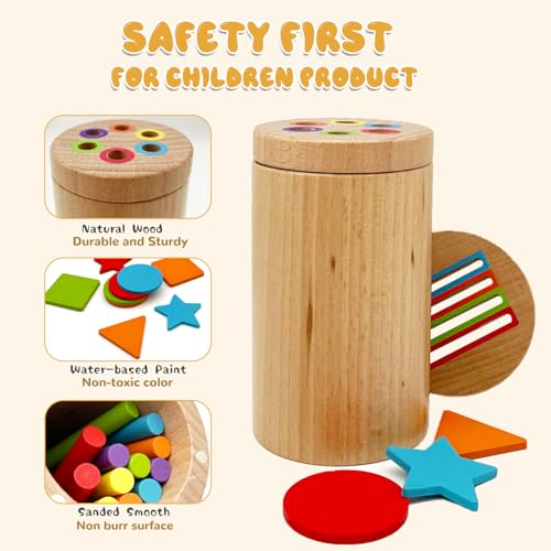 Image of Montessori Shape & Color Sorting Montessori Toys for Toddlers 3, Wooden Fine Motor Skills Sensory Toy Preschool Learning Toys Travel Gift for Boys and Girls (Wooden Set)