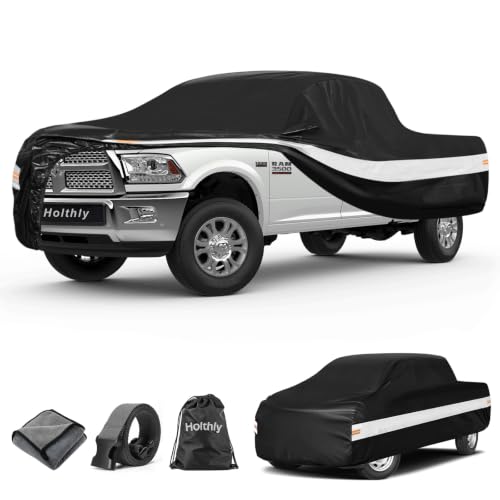 Image of 10 Layers Truck Cover Waterproof All Weather Custom Fit Dodge Ram 2500 3500(2009-2026) Crew /Quad Cab Short Bed, Outdoor Full Exterior Pickup Car Cover Sun Rain Snow Ice Protection. Black
