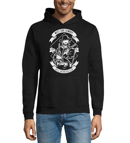 Sweat à capuche noir West Side Cowboy avec coton mélangé doux et durable