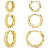 Amazon Essentials 14K Gold Plated Hoop Set, Yellow 14K Gold