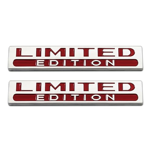 uwwwing 2Pcs Chrome Metal Door Fender Limited Edition Emblem SUV Racing Car Lid Trunk Logo Coupe Luxury Badge 3D Sticker for All Car (Silver&Red)
