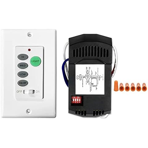 Universal UC9050T Ceiling Fan Remote Control Kit, Adjustable 3 Speed, Light Dimmer Wall Remote Switch, Compatible with UC9050T 53T 35T HD5 Neutral Wire is no Required. (with Receiver) Cover
