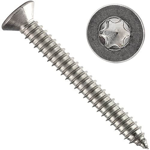 OPIOL QUALITY® Blechschrauben mit Senkkopf und Innensechsrund TX DIN 7982 / ISO 14586 3,9x32 mm aus Edelstahl A2 V2A (50 Stück) Selbstschneidend Torx Form C mit Spitze Cover