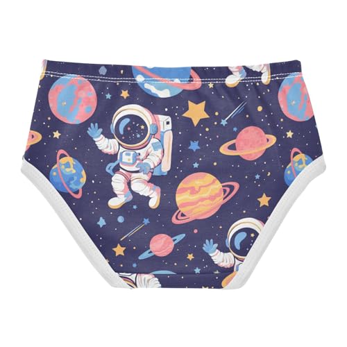 Wusikd Cartoon Astronaut Girls' Underwear Cotton Planets Stars Girls Briefs Soft Toddler Underwear 2T2
