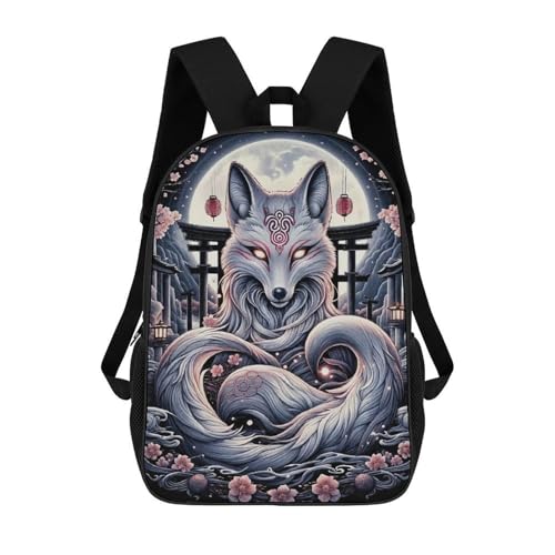 Sac à dos loup et lune 17 pouces pour fille et femme idéal au quotidien