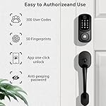 Keyless Entry Door Lock with Handle Set, Keyless Entry Deadbolt with Handle Set, Smart Locks for Front Door Alexa Fingerprint Auto Lock,Black - Image 4