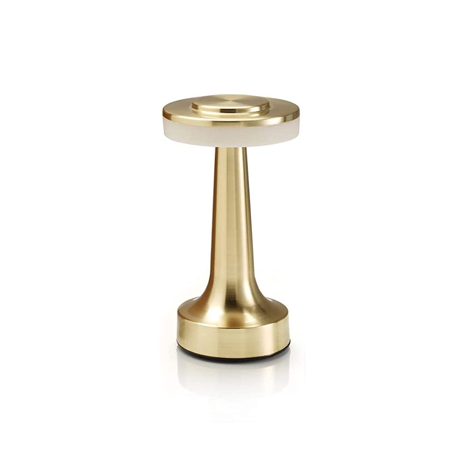 Auraglow Satin Brass Rechargeable Touch Control Cordless Led Table Lamp - Perfect For Bedside Tables, Hotels And Restaurants