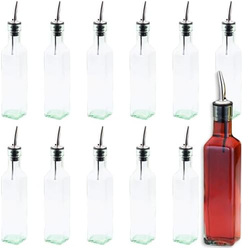 Tablecraft 9085 Oil Vinegar Dispenser Bottle, Stainless Steel Pourer, Prima Collection Glass, 8.5 oz Capacity, Subtle Green Tint, Tabletop Use, Pack of 12 image 3