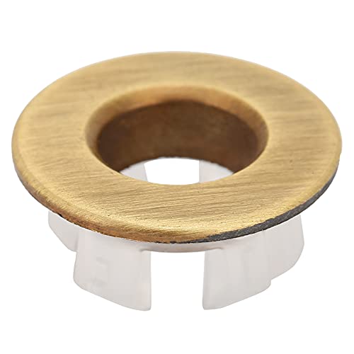 Coperchio Troppopieno Lavello Ottone 1.5cm, Anello Scarico a Pressione Senza Attrezzi per Lavabi Ceramica Bagno Cucina, Sistema Compatibile con Lavandini Hotel e Centri Commerciali