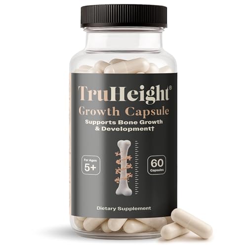 TruHeight Growth Capsules - Tall Nutrition for Natural Growth Supplement for Kids & Teens - Pediatric Vitamin D, K, Calcium & Ashwagandha - Bone Strength - Kids Vitamins D3 K2 Pills, Taller Ages 5+