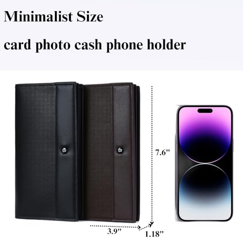 Generic Personalized Long Leather Wallet for Men - Custom Engraved Name and Initial Large Capacity, RFID Blocking, Perfect for Work, School, Travel, Ideal Gift for Him (Coffee), QB0052