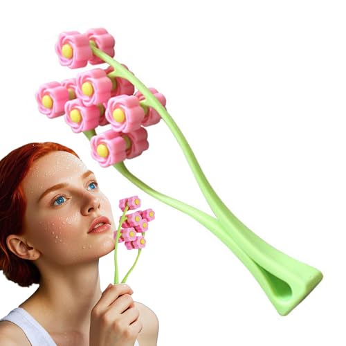 Rouleau de massage facial pour femmes et filles, outil de massage manuel en forme de Y en forme de fleur 3D, rouleau de relaxation manuel pour raffermir la peau, et