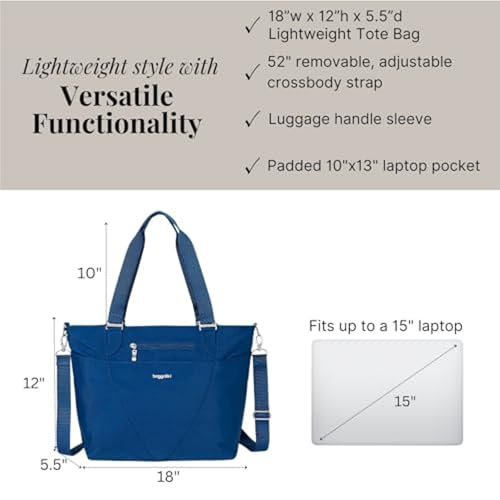 Image of Baggallini Avenue Tote - 12x18 Laptop Tote Bag for Women - Lightweight Work Travel Carry On Bag