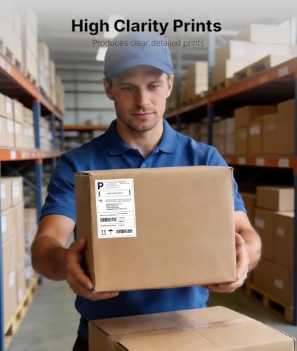 Image of RONGTA 4x6 Thermal Labels, Fanfold Shipping Label Compatible with Thermal Printers,Clear Printing,Permanent Adhesive,500 Sheets per Stack (White, 1 Roll | 500 Labels)