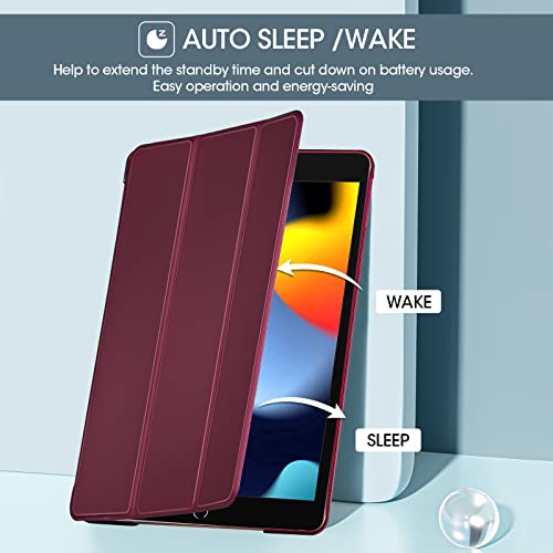 Image of ProCase for iPad 9th / 8th / 7th Generation Case 10.2 Inch (2021 /2020 /2019 Release), 10.2 iPad Case 9th / 8th / 7th Gen Cover, Slim Smart Cover with Translucent Hard Shell Back -Wine