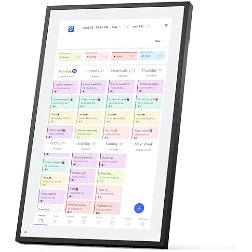 LOOFII 21.5" Smart Digital Calendar – 1920×1080 Full HD Touchscreen Family Planner & Calendar with Chore Chart & Meal Planner, Wall-Mountable (Black White)