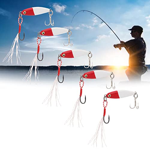 Isca de pesca gancho duplo 5 peças de simulação de cor de isca revestida padrão 3D para água salgada